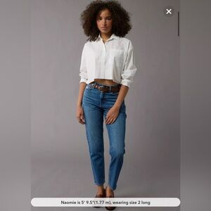 American Eagle Outfitters High Rise Curvy Mom Blue Jeans